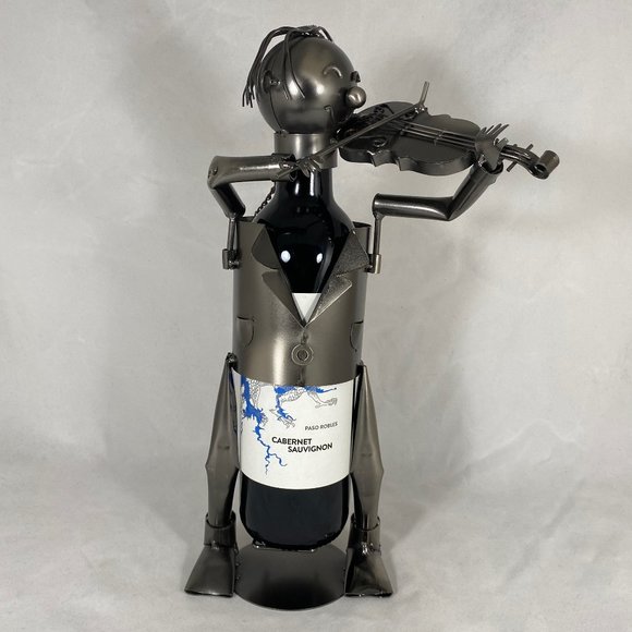 Violinist Metal Wine Bottle Holder - Picture 1 of 8